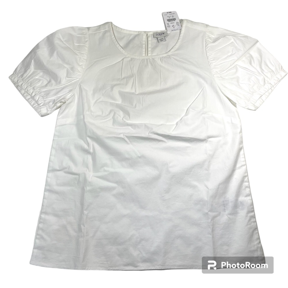 NWT J.Crew white puff sleeve woven blouse Size XXS